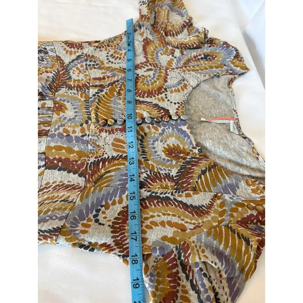 Ric Rac by Anthropologie Paisley Mini Dress Women’s Small Earth Tone Long Sleeve